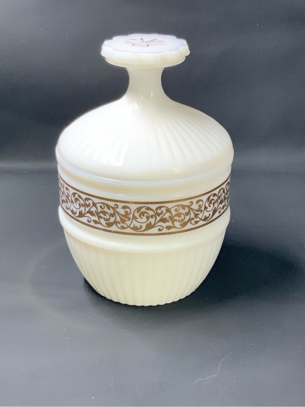 Vintage 1960s Avon Milk Glass Vanity Jar